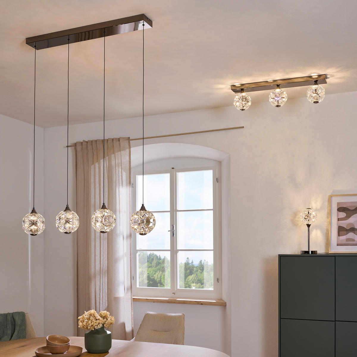 LED-HÄNGELEUCHTE 93/15/150 cm  - Chromfarben, Trend, Glas/Metall (93/15/150cm) - Ambiente