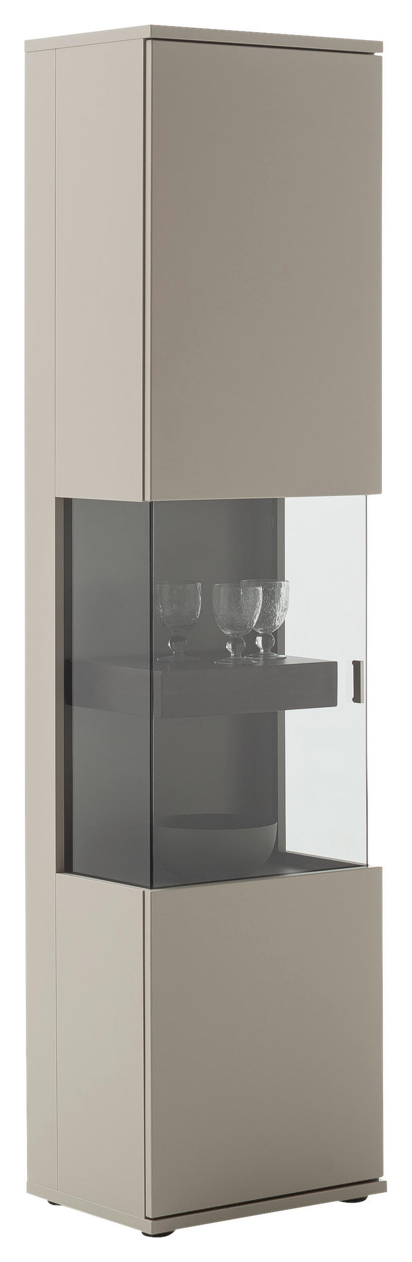 VITRINE  in furniert Grau, Eichefarben - Eichefarben/Grau, Design, Glas/Holzwerkstoff (50/201/37cm) - Novel