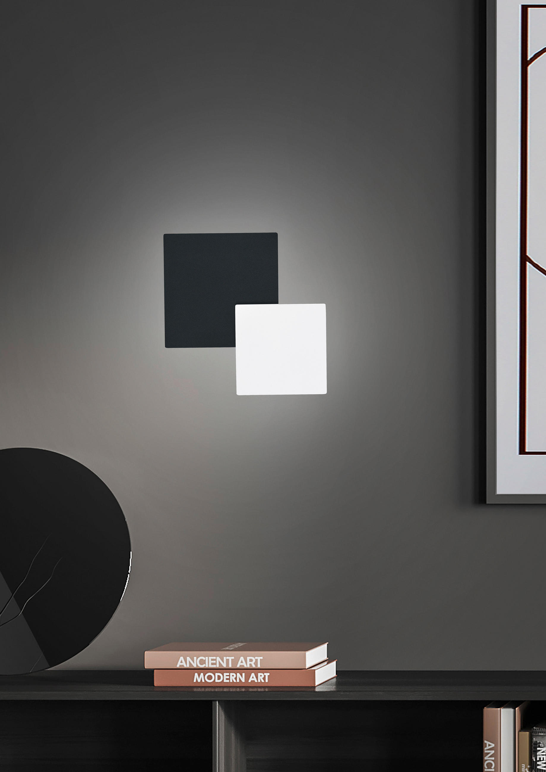 LED-WANDLEUCHTE 27/27 cm   - Schwarz/Weiß, Design, Metall (27/27cm) - Hell