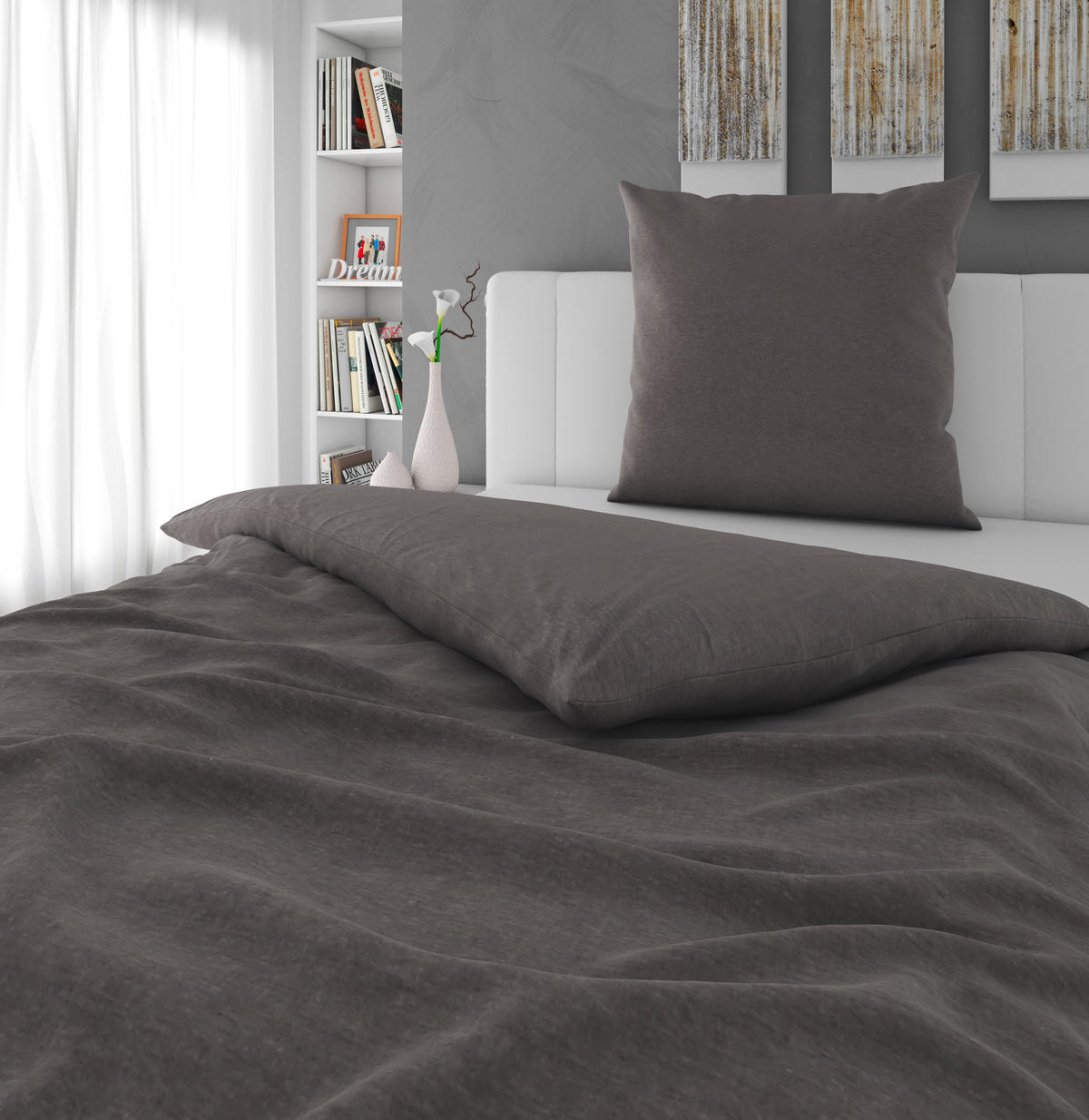 BETTWÄSCHE Flanell Flanell 135/200 cm  - Silberfarben, Basics, Textil (135/200cm) - Novel