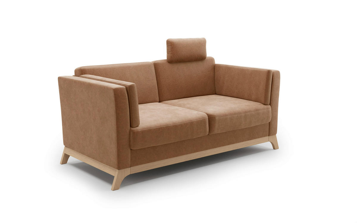2,5-SITZER Mikrofaser Cognac  - Eichefarben/Cognac, KONVENTIONELL, Holz/Textil (183/84/93cm) - Sit & More