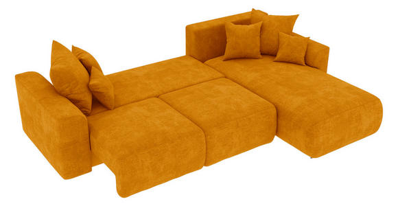 ECKSOFA Gelb Samt  - Chromfarben/Gelb, KONVENTIONELL, Kunststoff/Textil (293/195cm) - Carryhome