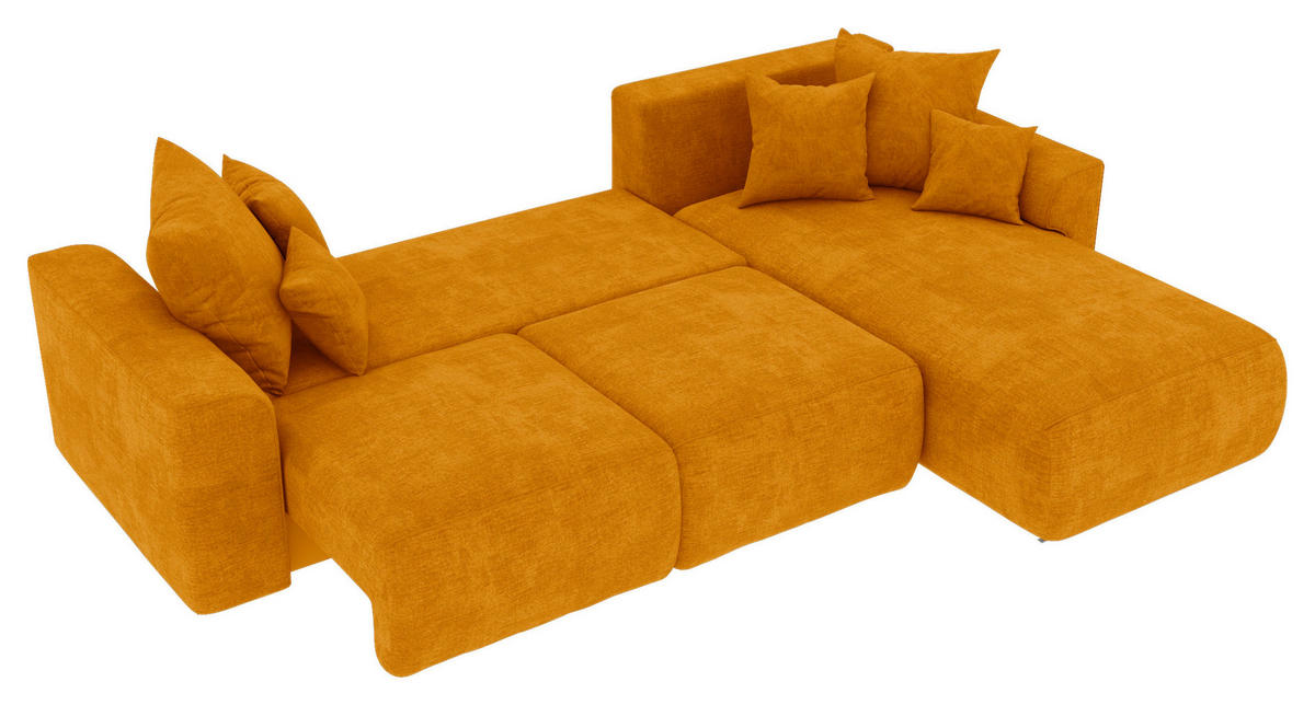 ECKSOFA in Samt Gelb  293/195 cm  - Chromfarben/Gelb, KONVENTIONELL, Kunststoff/Textil (293/195cm) - Carryhome