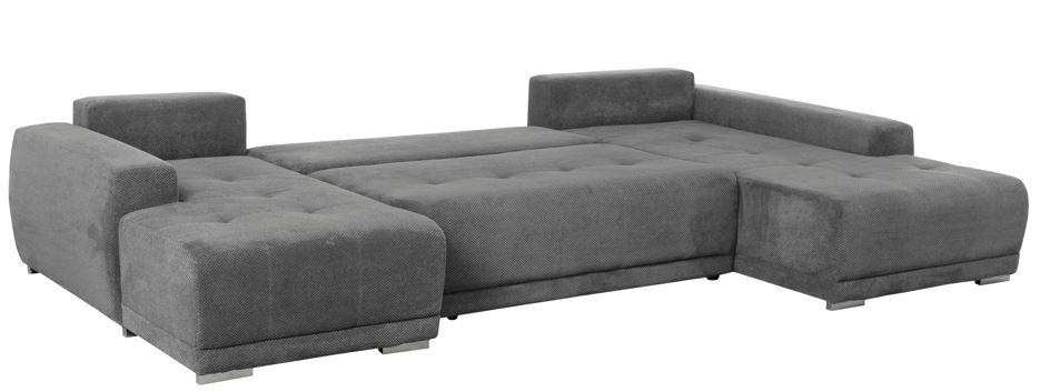 WOHNLANDSCHAFT in Flachgewebe Grau  - Silberfarben/Schwarz, Design, Kunststoff/Textil (180/350/203cm) - MID.YOU