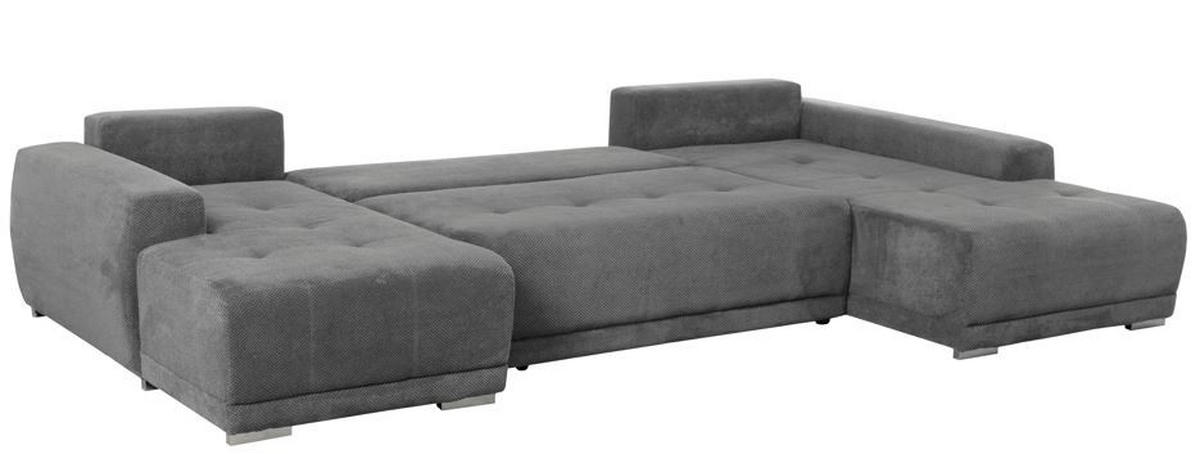 WOHNLANDSCHAFT in Flachgewebe Grau  - Silberfarben/Schwarz, Design, Kunststoff/Textil (180/350/203cm) - MID.YOU