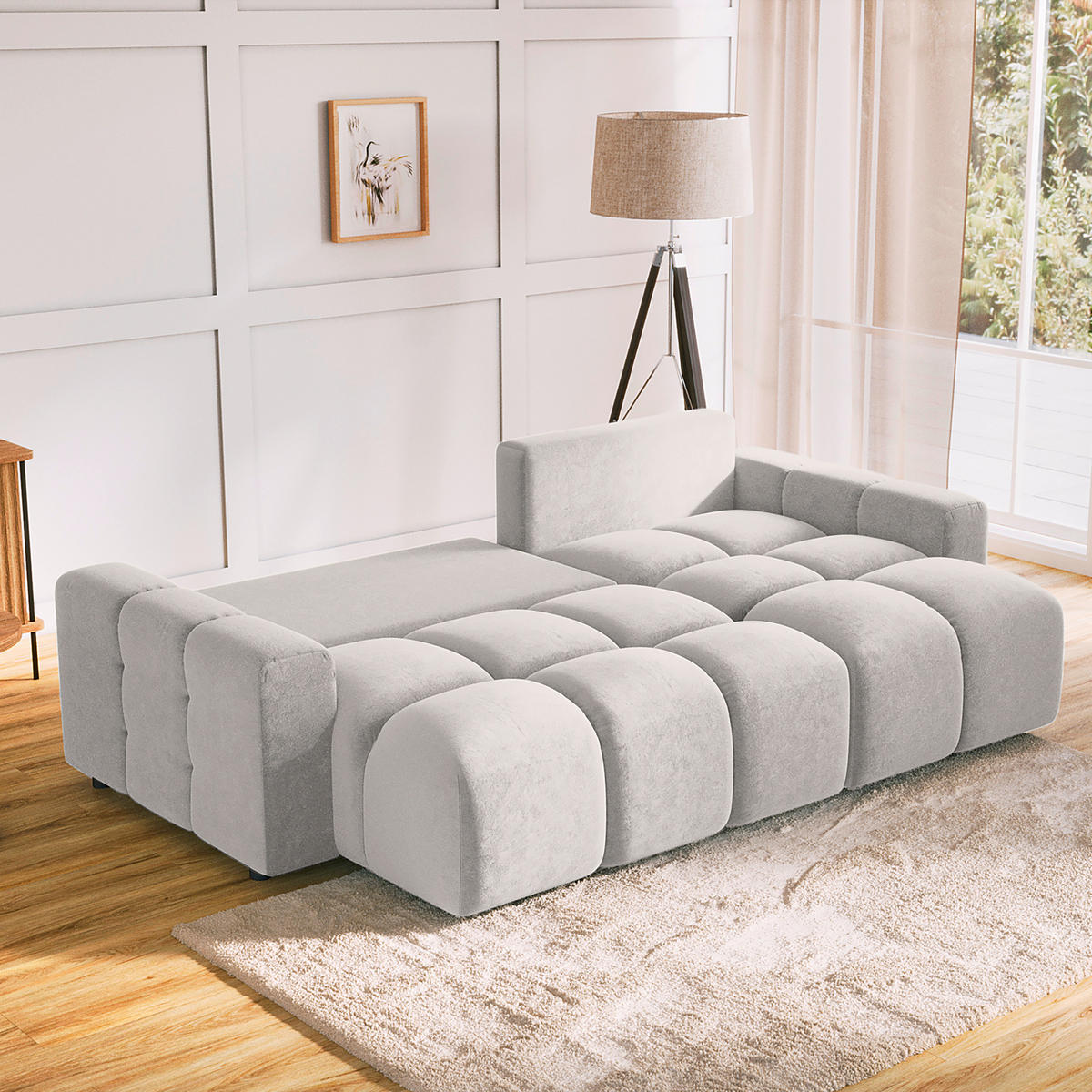 ECKSOFA in Mikrofaser Grau  - Schwarz/Grau, Design, Kunststoff/Textil (233/142cm) - Livetastic