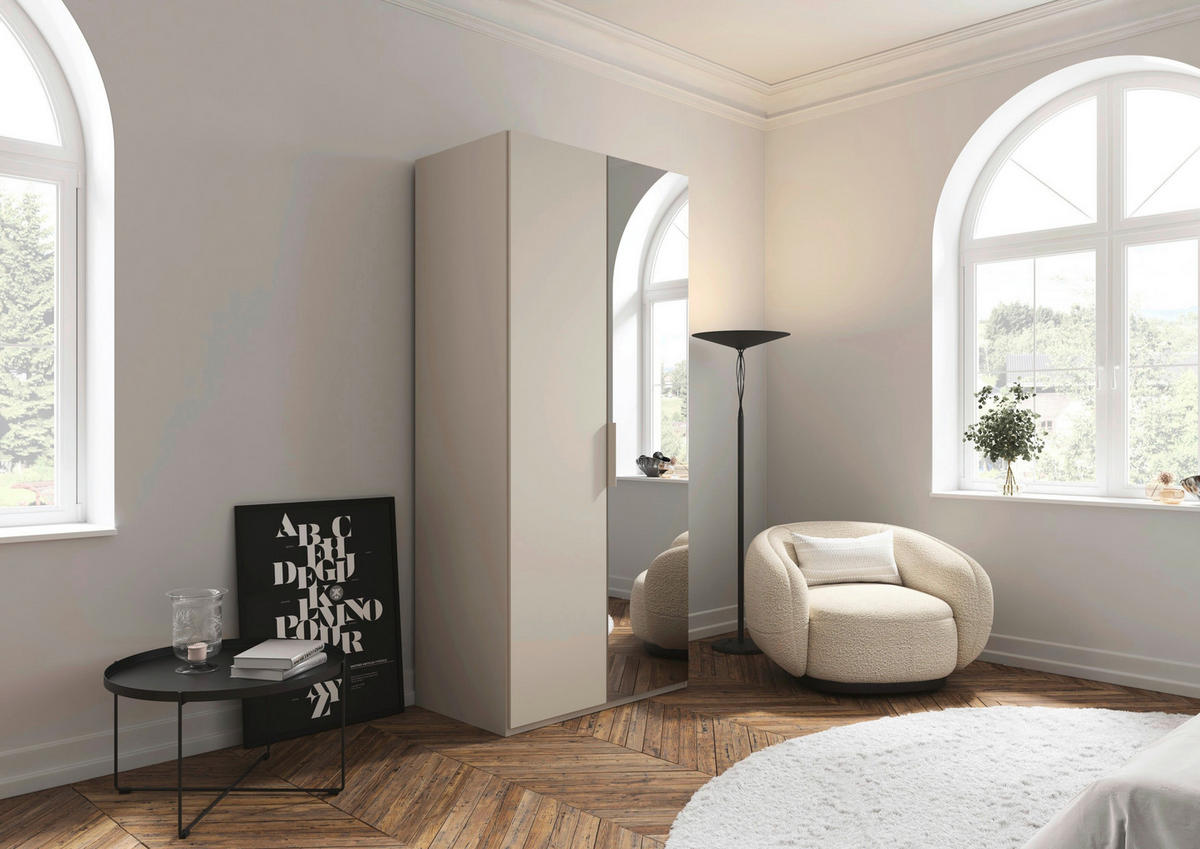 DREHTÜRENSCHRANK 101/235/61 cm,  in Champagner, 2-türig  - Champagner, Basics, Glas/Holzwerkstoff (101/235/61cm) - Novel