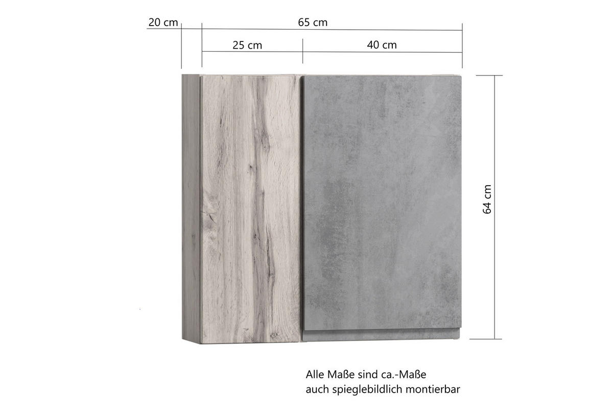 HÄNGESCHRANK 65/64/20 cm  - Weiss/Eiche Wotan, Modern, Holzwerkstoff (65/64/20cm) - Held