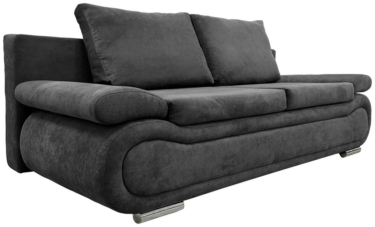 SCHLAFSOFA in Jacquard Anthrazit  - Chromfarben/Anthrazit, Design, Textil (200/78/90cm) - Venda