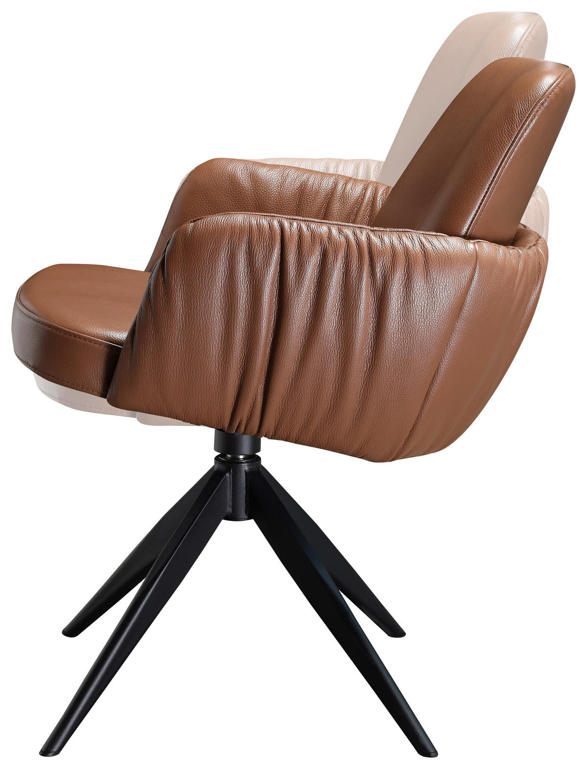 ARMLEHNSTUHL  in Eisen Echtleder pigmentiert  - Cognac/Schwarz, Design, Leder/Metall (59/85/62cm) - Moderano