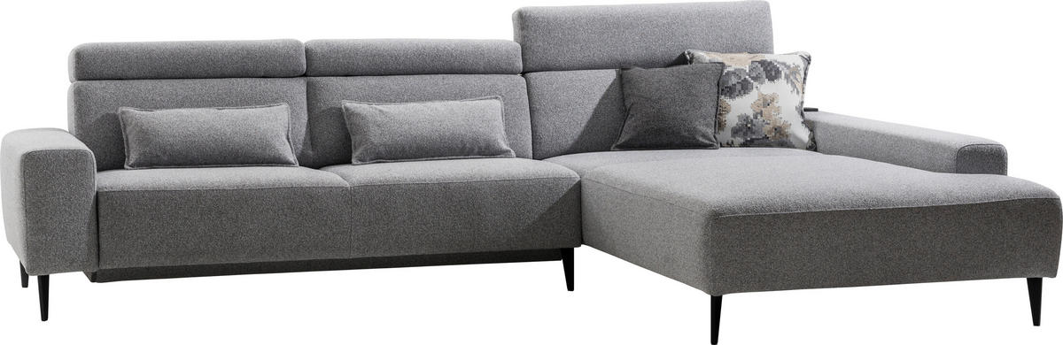 ECKSOFA  in Flachgewebe Grau  308/205 cm  - Schwarz/Grau, Design, Textil/Metall (308/205cm) - Sedda