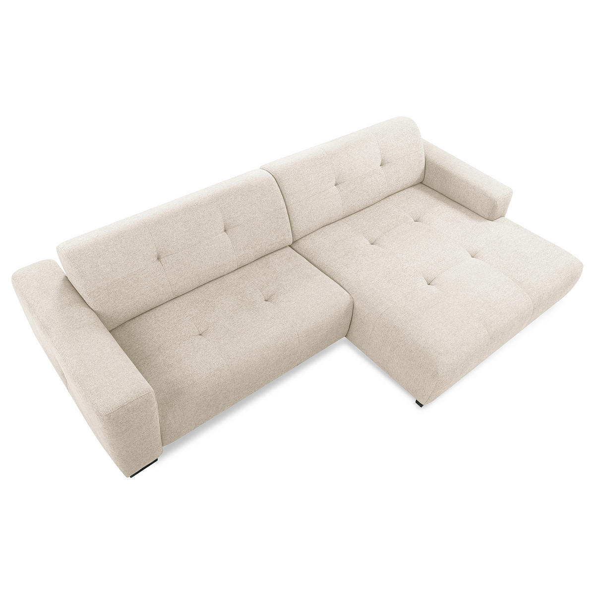 ECKSOFA AUSTIN Beige Flachgewebe Sitztiefenverstellung  - Beige/Schwarz, Design, Kunststoff/Textil (286/169cm) - Livetastic