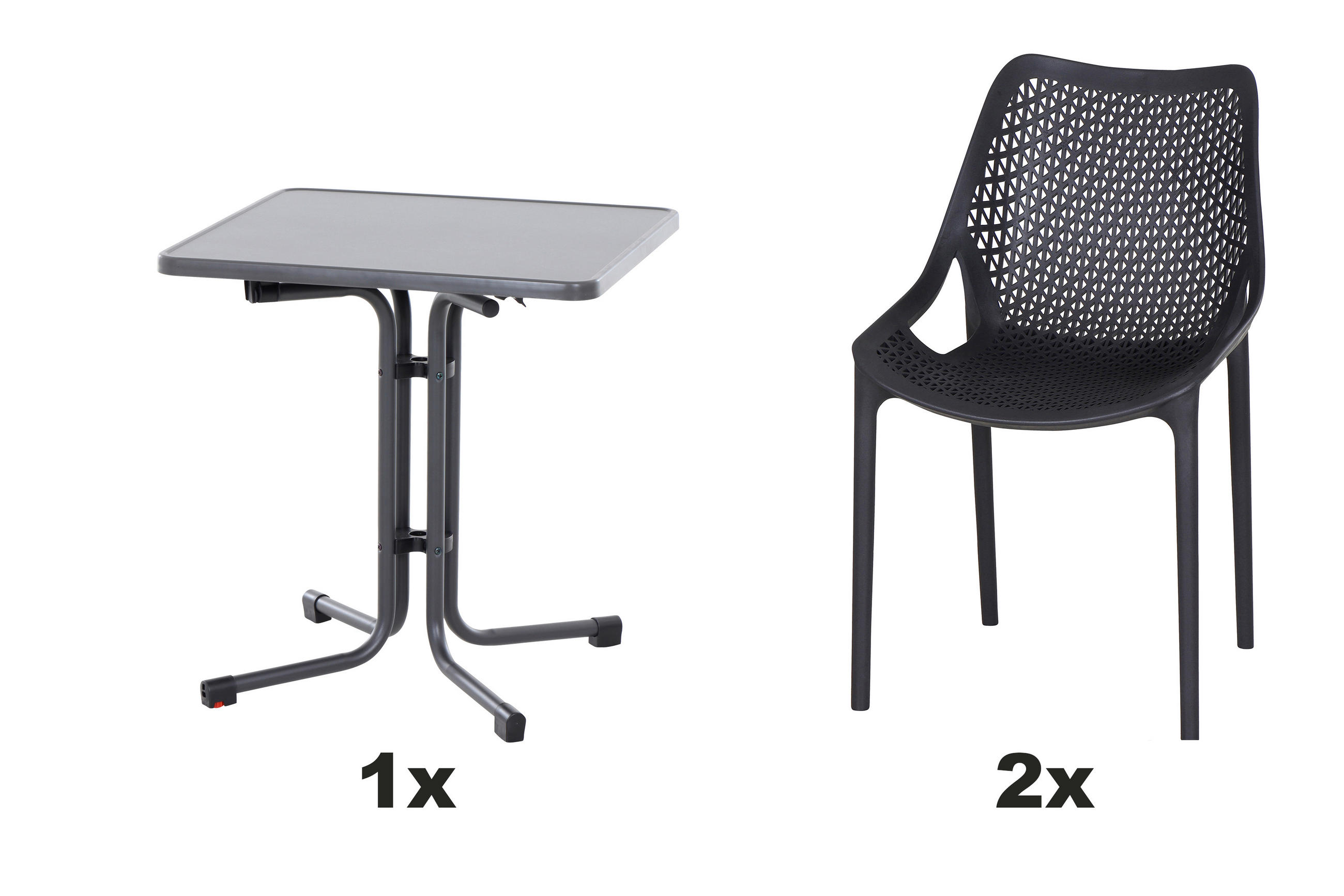 GARTENGARNITUR 3-teilig  - Anthrazit, Basics, Holzwerkstoff/Kunststoff (70/81/70cm) - Siena Garden
