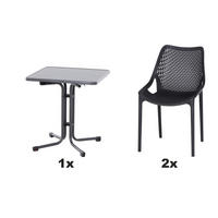 GARTENGARNITUR 3-teilig  - Anthrazit, Basics, Holzwerkstoff/Kunststoff (70/81/70cm) - Siena Garden