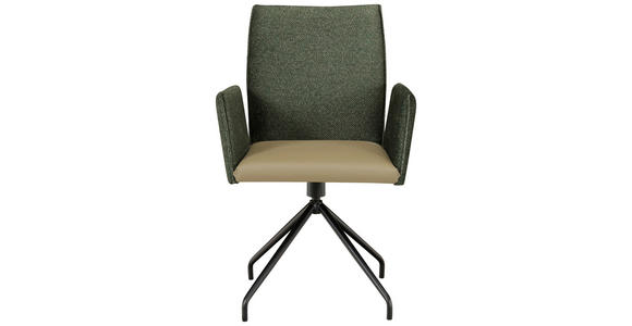 ARMLEHNSTUHL  Stoffauswahl, Typenauswahl Lederlook, Mikrofaser  - Schwarz/Olivgrün, Design, Textil/Metall (60/91/60cm) - Moderano