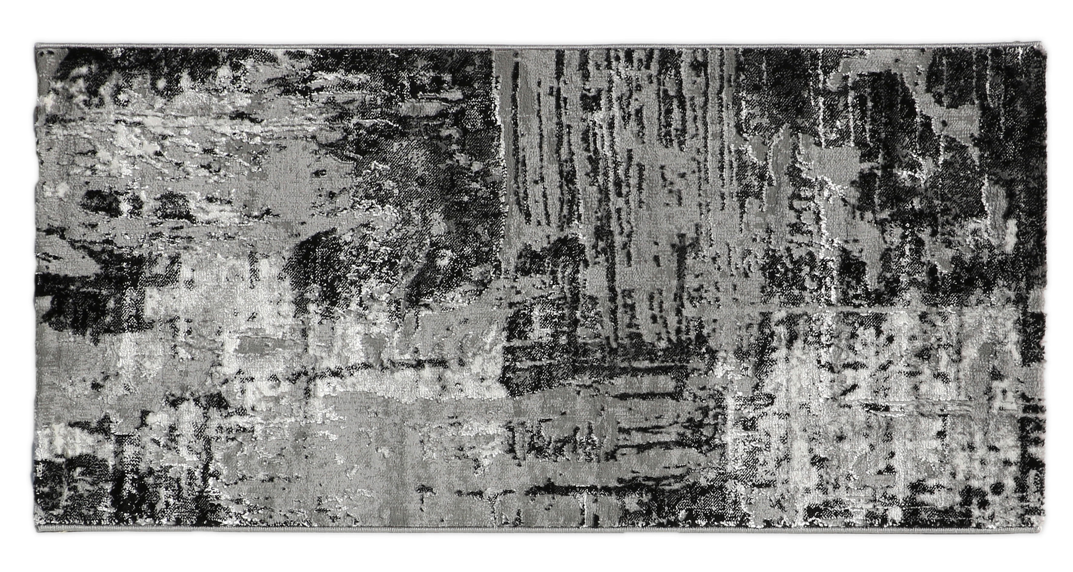 KOBEREC TKANÝ NA PLOCHO, 160/230 cm, šedá, černá - šedá,černá - textil