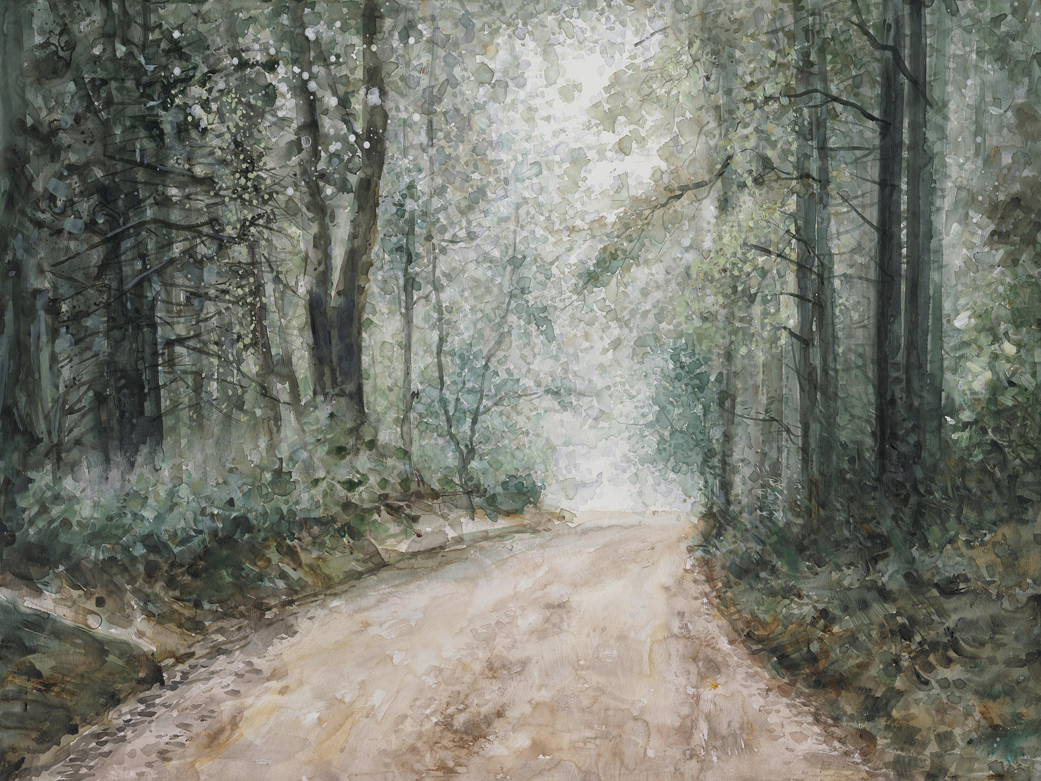 Monee Ölgemälde Grün, Beige 90x120 cm