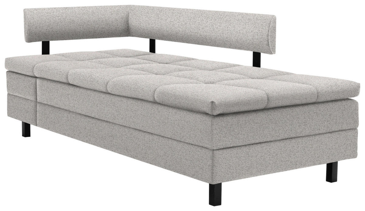 LIEGE in Flachgewebe Hellgrau  - Hellgrau/Schwarz, MODERN, Textil/Metall (208/77/98cm) - Joka