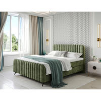 POSTELJA Z VZMETNICO 140 cm   x 200 cm  , les, tekstil, leseni material zelena  - črna/zelena, Moderno, kovina/leseni material (140/200cm) - Livetastic