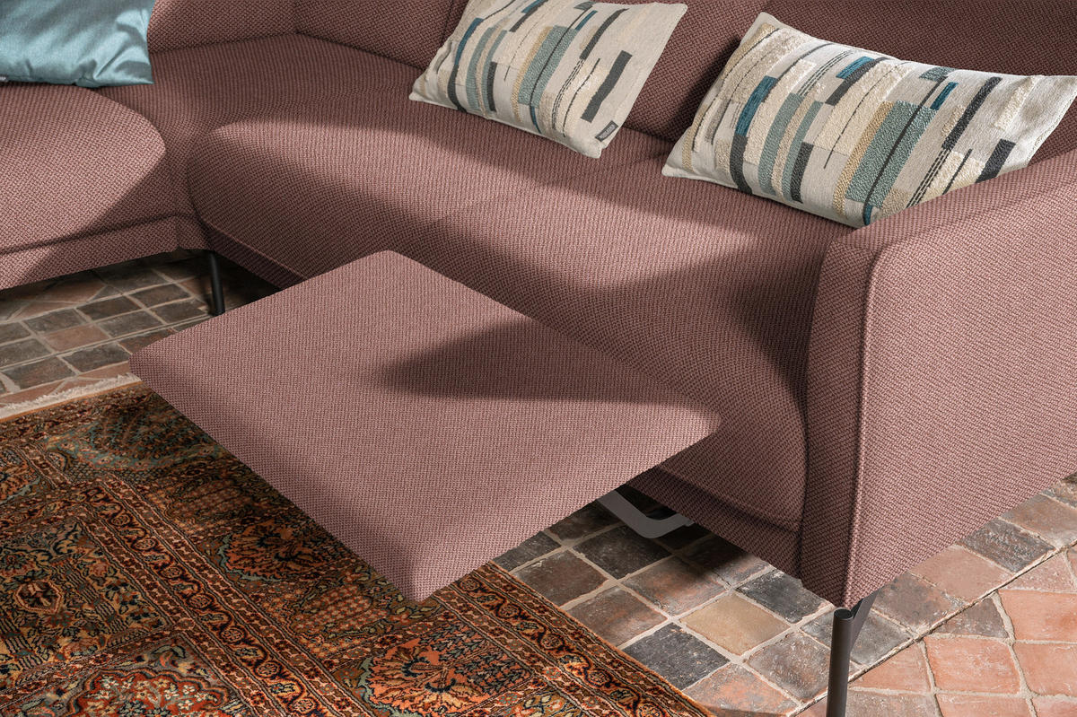 ECKSOFA in Flachgewebe Hellrot  - Hellrot/Anthrazit, Design, Textil/Metall (230/254cm) - Johann Jakob