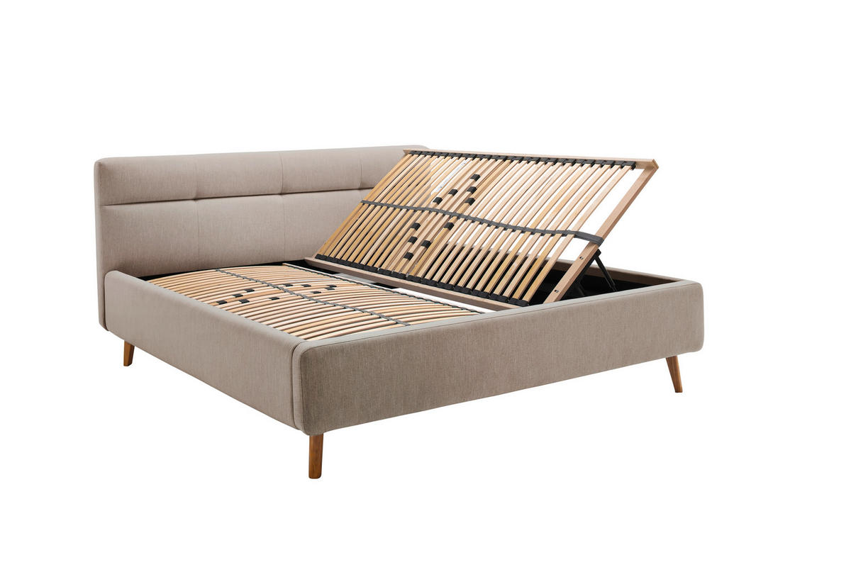 POLSTERBETT 160/200 cm  in Beige  - Eichefarben/Birkefarben, Konventionell, Holz/Textil (160/200cm) - Boxxx