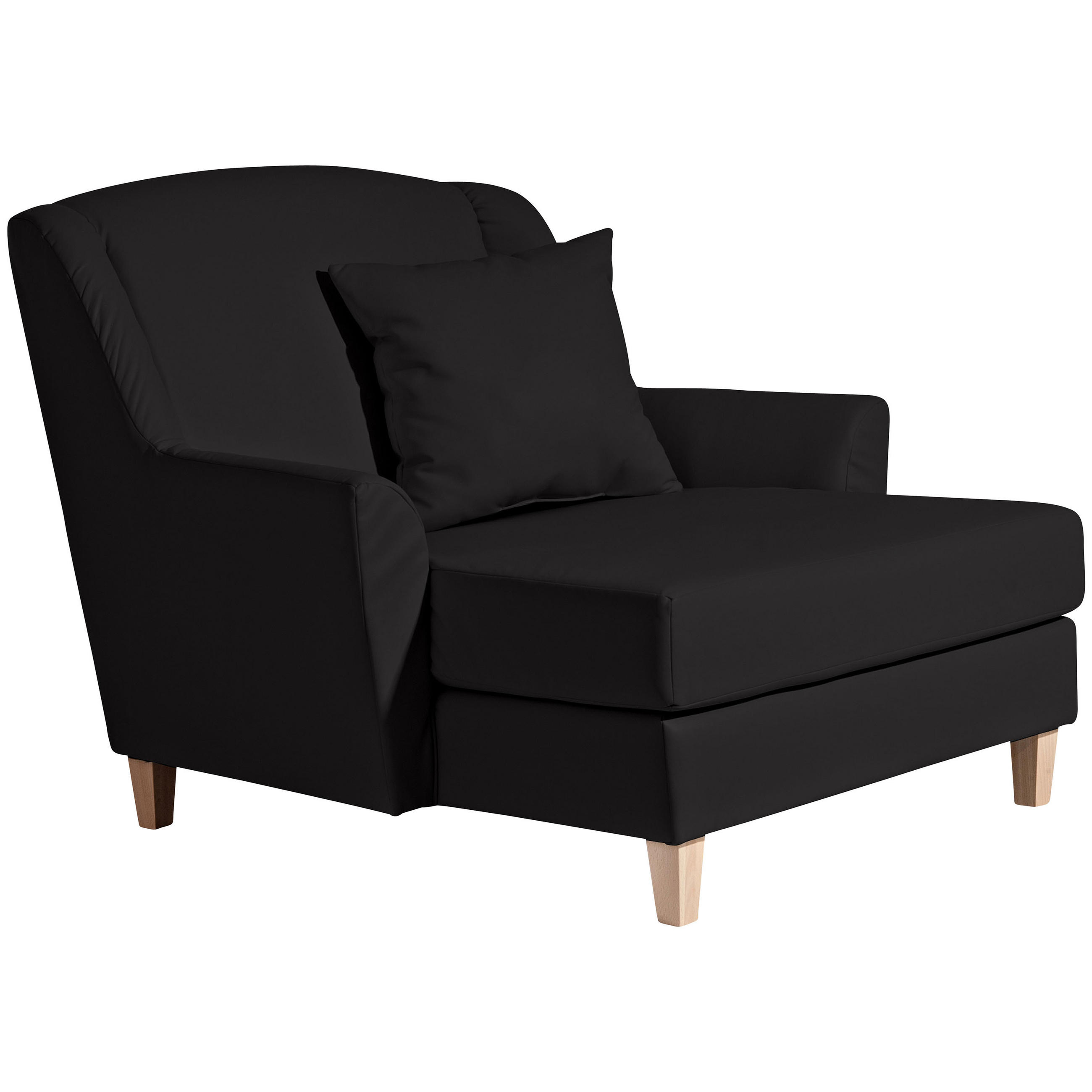 XXL-SESSEL in Lederlook Schwarz  - Schwarz/Naturfarben, Modern, Holz/Holzwerkstoff (136/107/142cm) - Max Winzer