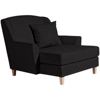 XXL-SESSEL in Lederlook Schwarz  - Schwarz/Naturfarben, Modern, Holz/Holzwerkstoff (136/107/142cm) - Max Winzer