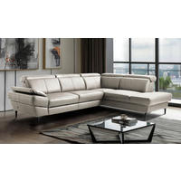 ECKSOFA  in Lederlook Echtleder Pinienfarben  - Schwarz/Pinienfarben, Design, Leder/Textil (264/211cm) - Livetastic