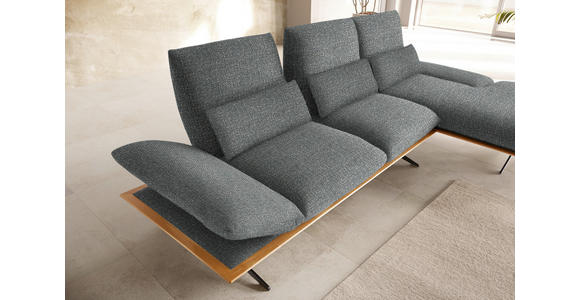 ECKSOFA in Flachgewebe Graubraun 314/159 cm - Graubraun/Schwarz, Design, Holz/Textil (314/159cm) - Dieter Knoll