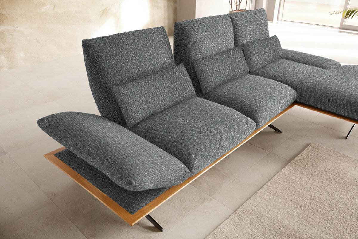 ECKSOFA in Flachgewebe Graubraun  - Graubraun/Schwarz, Design, Holz/Textil (314/159cm) - Dieter Knoll