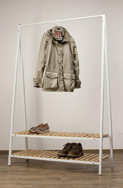 GARDEROBENSTÄNDER in Weiß, Kieferfarben 120/180/43 cm   - Weiß/Kieferfarben, Design, Holz/Metall (120/180/43cm)