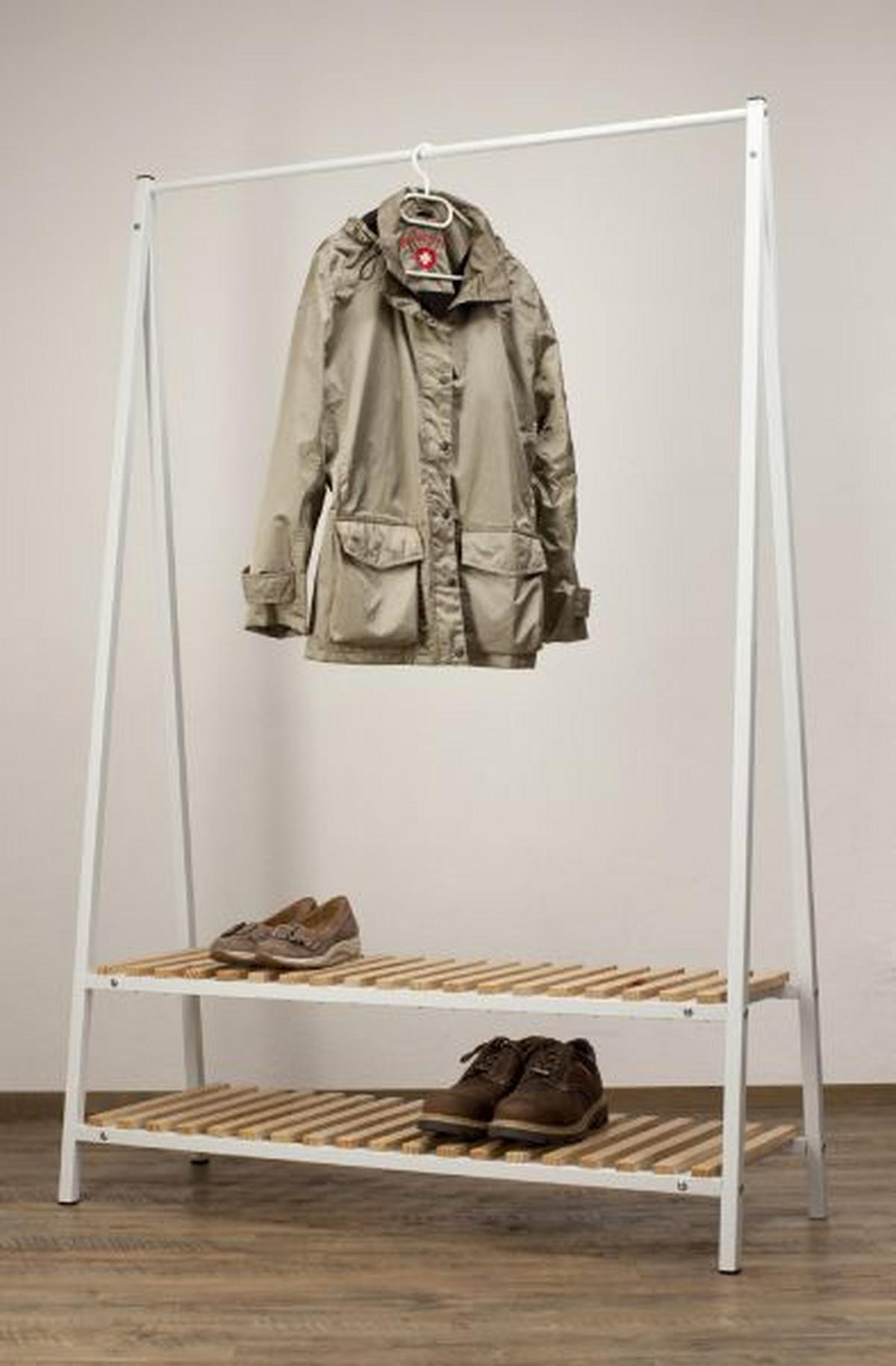GARDEROBENSTÄNDER in Weiß, Kieferfarben 120/180/43 cm   - Weiß/Kieferfarben, Design, Holz/Metall (120/180/43cm)