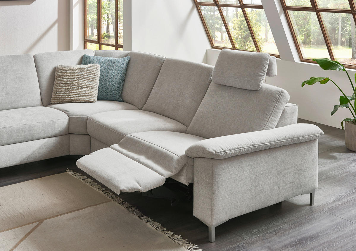 WOHNLANDSCHAFT in Chenille Silberfarben, Hellgrau  - Silberfarben/Hellgrau, Design, Textil/Metall (265/333/170cm) - Dieter Knoll