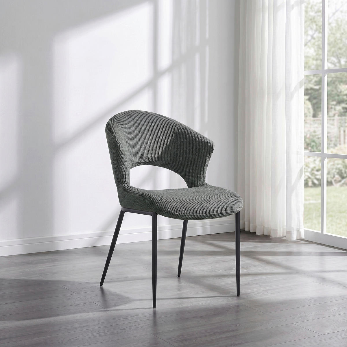 STUHL   Webstoff  Grün  - Schwarz/Grün, Design, Textil/Metall (56,5/83,5/63,5cm) - Stylife