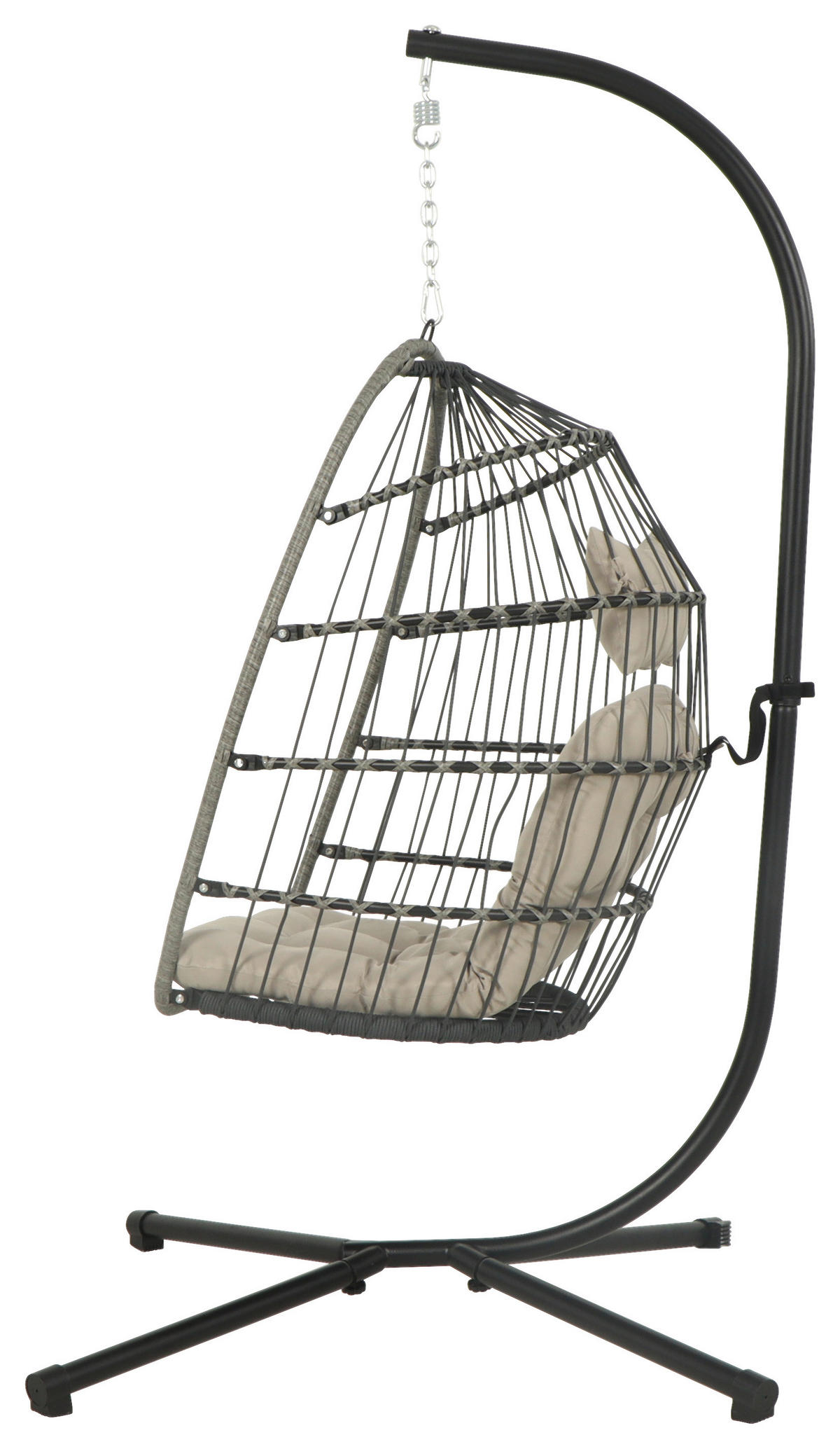 HÄNGESESSEL 100/198/100 cm Eisen  - Schwarz/Grau, Design, Kunststoff/Textil (100/198/100cm) - Ambia Garden