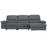 ECKSOFA Anthrazit Mikrofaser  - Chromfarben/Anthrazit, Design, Textil/Metall (280/184cm) - Pure Home Comfort