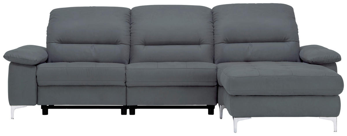ECKSOFA Anthrazit Mikrofaser  - Chromfarben/Anthrazit, Design, Textil/Metall (280/184cm) - Pure Home Comfort