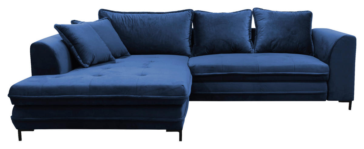 ECKSOFA Royalblau Velours  - Blau/Royalblau, Design, Textil/Metall (187/277cm) - Livetastic