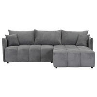ECKSOFA Grau Plüsch Zierkissen, Rückenkissen, Bettkasten, Schlaffunktion, Rücken echt, Liegefläche im Originalstoff  - Schwarz/Grau, KONVENTIONELL, Kunststoff/Textil (253/192cm) - Carryhome