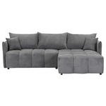 ECKSOFA Grau Plüsch Zierkissen, Rückenkissen, Bettkasten, Schlaffunktion, Rücken echt, Liegefläche im Originalstoff  - Schwarz/Grau, KONVENTIONELL, Kunststoff/Textil (253/192cm) - Carryhome
