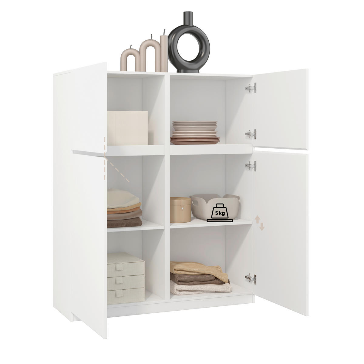 HIGHBOARD Bern  in 119,5/143/40 cm  - Weiß, Design, Holzwerkstoff (119,5/143/40cm) - MID.YOU