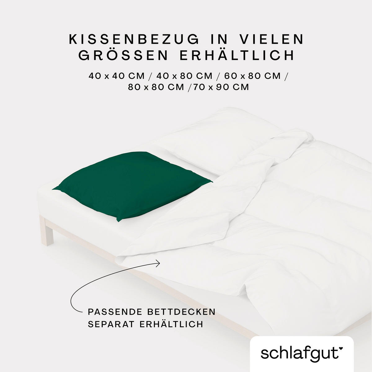 KOPFPOLSTERBEZUG WOVEN SATIN 80/80 cm  - Dunkelgrün, Basics, Textil (80/80cm) - Schlafgut