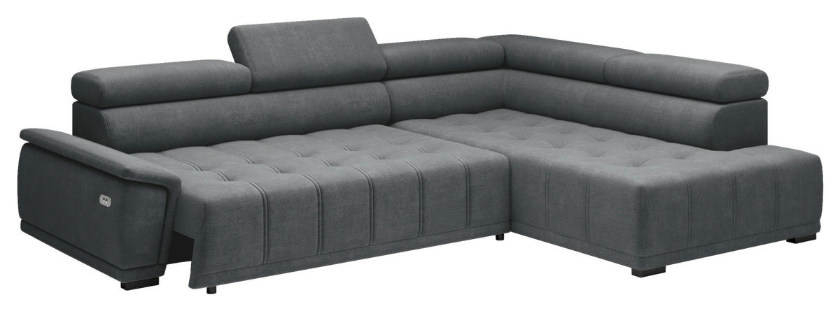 HÖRNSOFFA i chenille, vävt tyg antracit  - svart/antracit, Modern, textil/plast (283/106cm) - MID.YOU