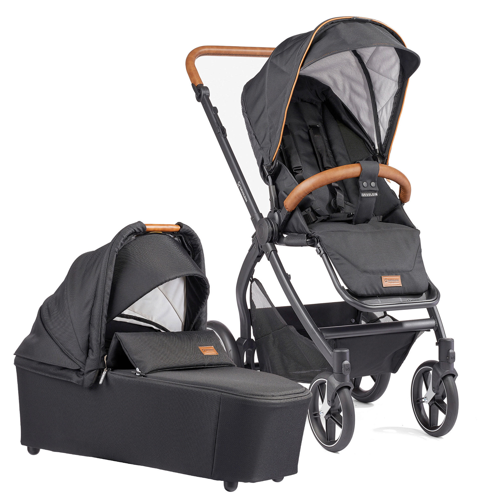 KOMBIKINDERWAGEN FX4 Style Set  - Schwarz, Basics, Textil/Metall (57/129/100cm) - Gesslein