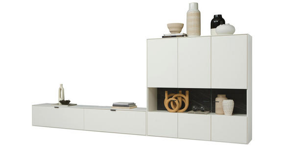 WOHNWAND in Weiß 348,8/171,9/37,1 cm - Schwarz/Weiß, Design, Glas/Keramik (348,8/171,9/37,1cm) - Dieter Knoll
