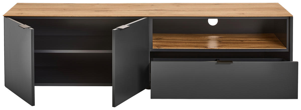 TV-BÄNK  i 160/42/42 cm  - svart/antracit, Lifestyle, metall/trämaterial (160/42/42cm) - Novel