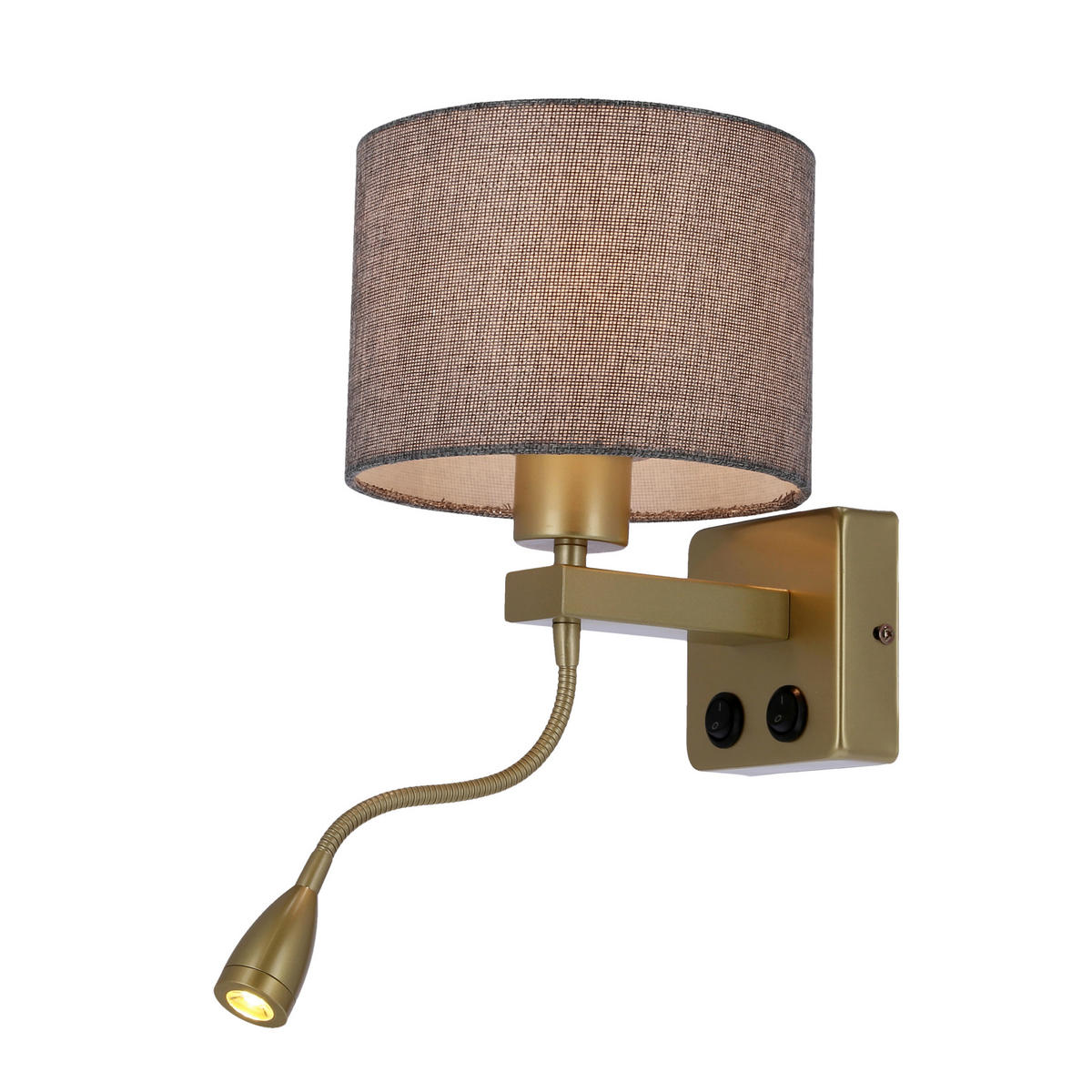 WANDLEUCHTE 18/22/44 cm   - Goldfarben/Grau, Basics, Kunststoff/Metall (18/22/44cm)