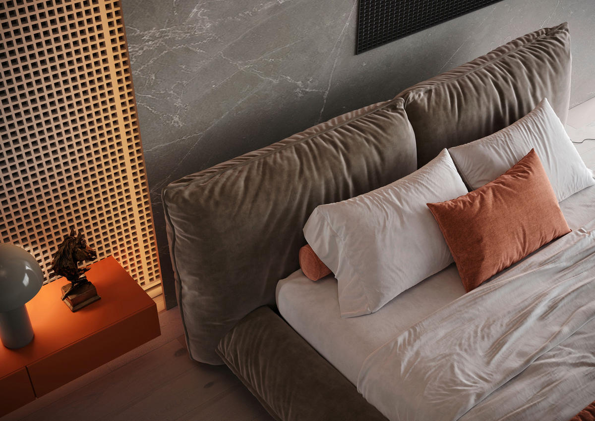 POLSTERBETT 200/200 cm,  in Rotbraun,  - Rotbraun/Schwarz, Design, Textil/Metall (200/200cm) - Belluti