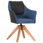 ARMLEHNSTUHL   Flachgewebe  - Blau/Eichefarben, Design, Holz/Textil (62/84/56cm) - Landscape