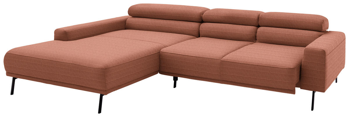 ECKSOFA Cord Rostfarben  - Rostfarben/Schwarz, Design, Textil/Metall (215-217/293cm) - Schöner Wohnen